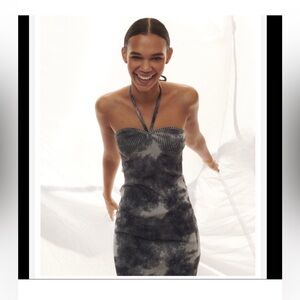 Zara Halter Maxi Dress in tie die